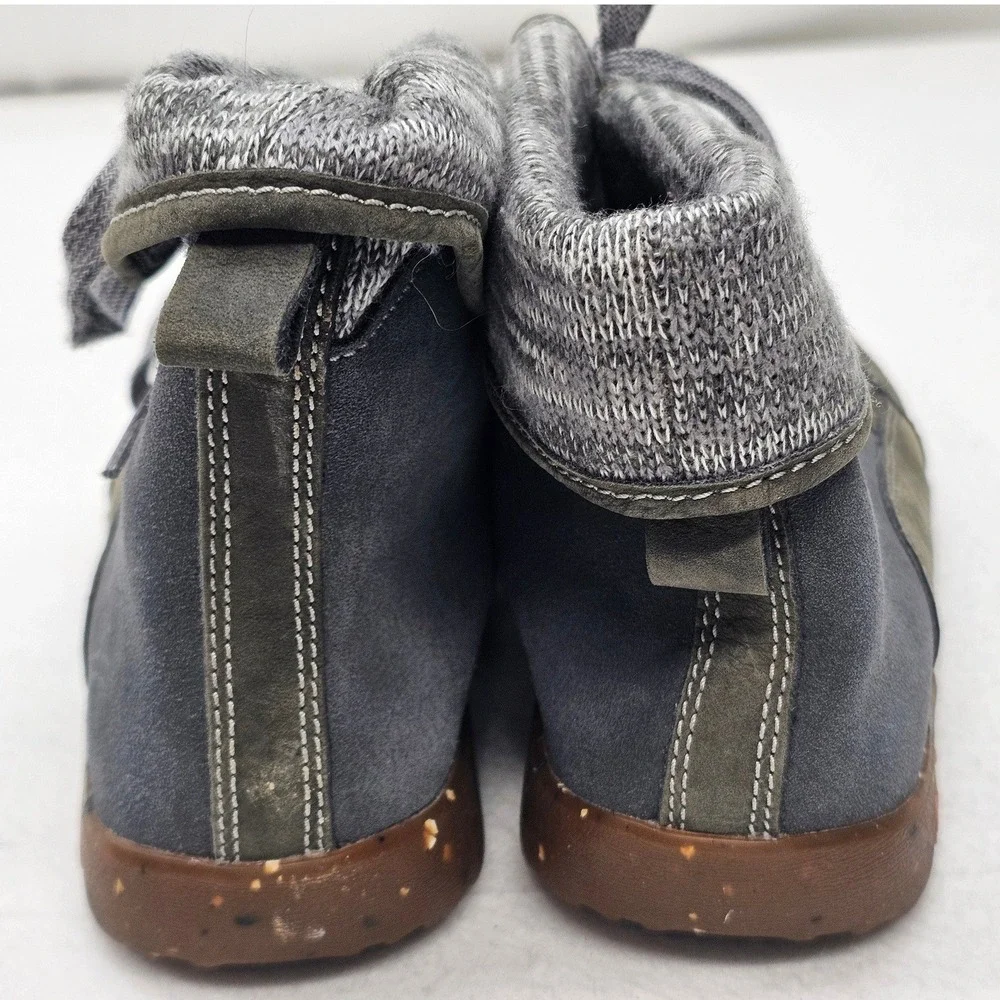 Chaco Barbary Gray/Blue Suede Leather Knit Lace Up Ankle Boot J106392 Womens 9.5